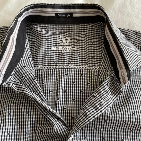 Bugatchi Shirt - Black/White Patterned - Medium - Classic Fit - Picture 5 of 5
